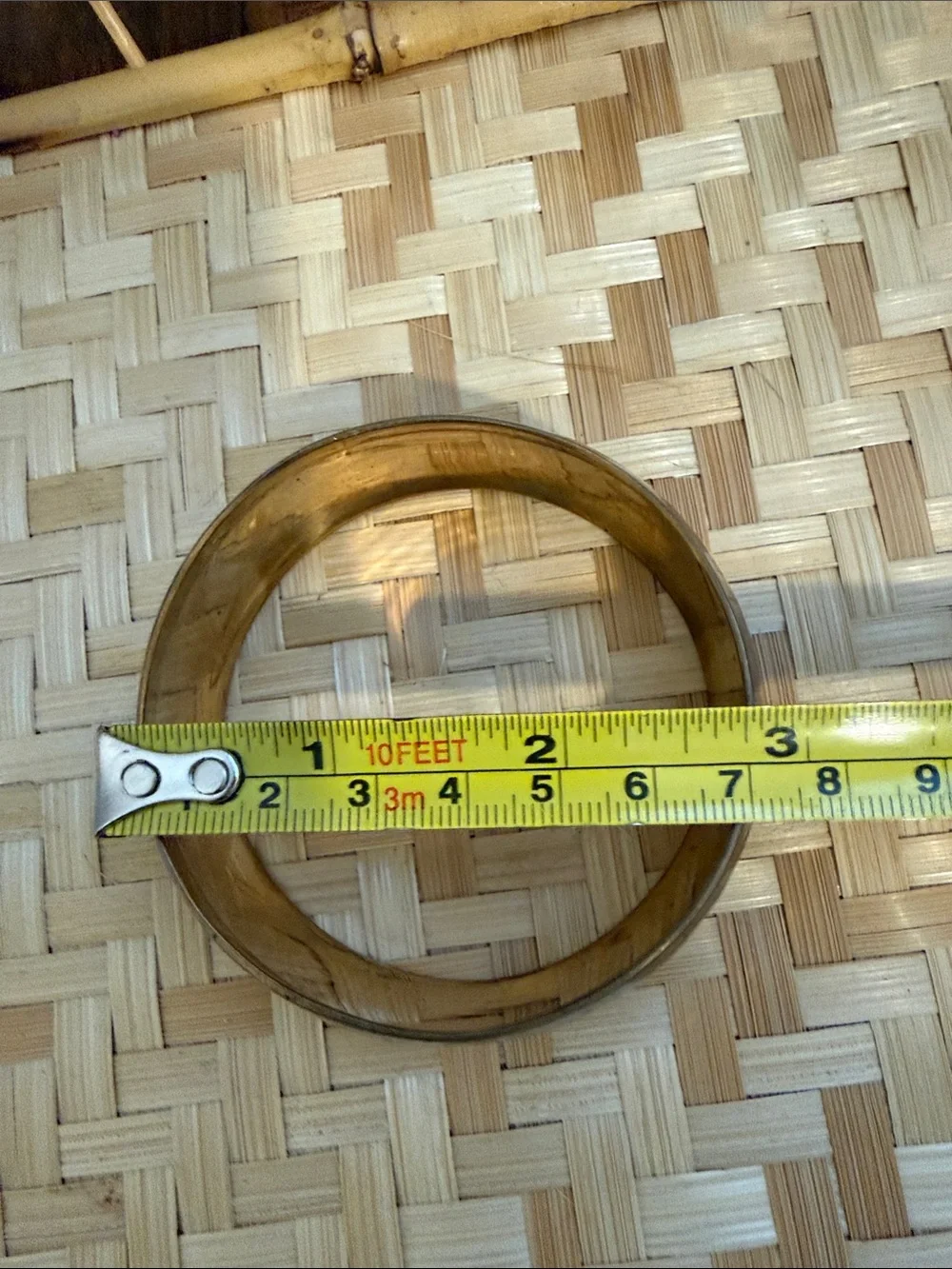 Vintage Hammered Brass Bangle Bracelet – Wide Gold Tone Statement Bracelet
